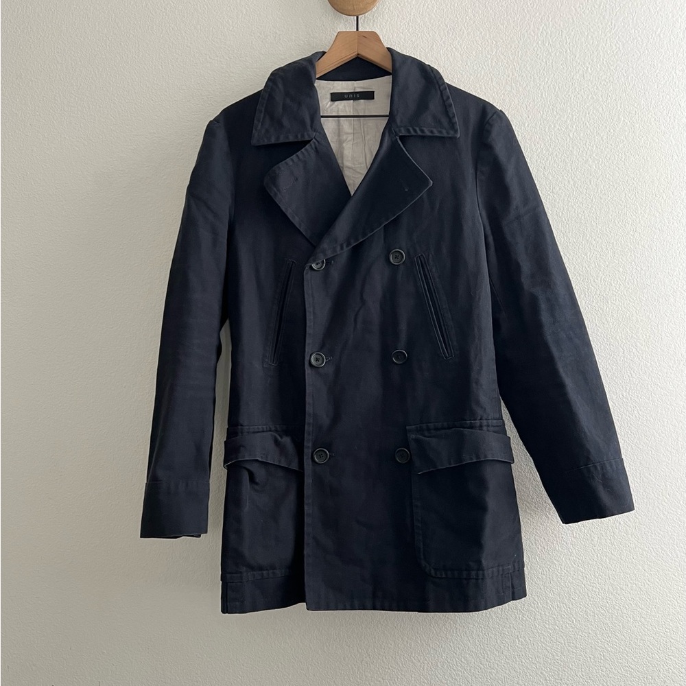 Navy Blue Cotton Canvas Peacoat